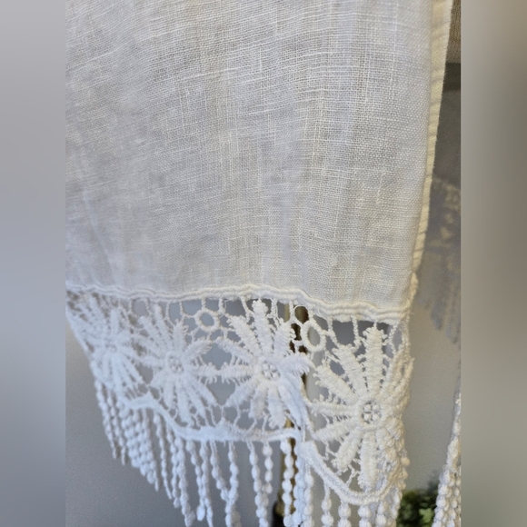 Valentina Naldi 100% Linen Open Front Tunic/Cover Up. Floral,Fringe Hem. O/S - Picture 3 of 9